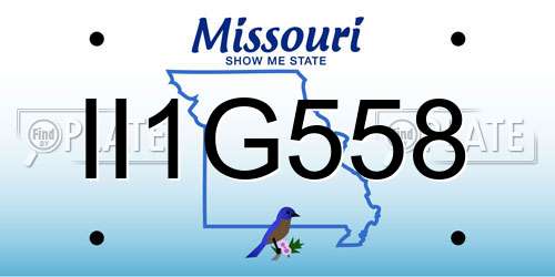 II1G558 Missouri License Plate