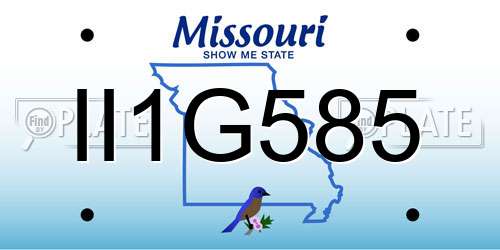 II1G585 Missouri License Plate