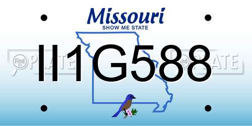 II1G588 Missouri License Plate