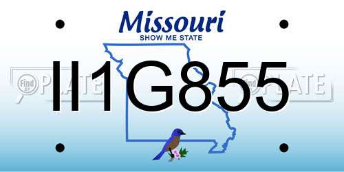 II1G855 Missouri License Plate