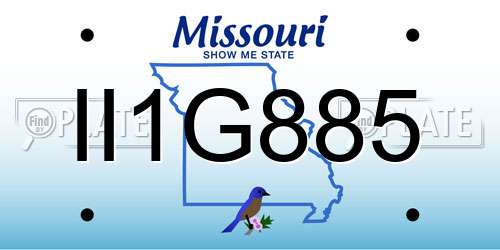 II1G885 Missouri License Plate
