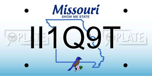 II1Q9T Missouri License Plate