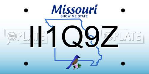 II1Q9Z Missouri License Plate