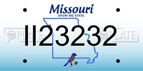 II23232 Missouri License Plate
