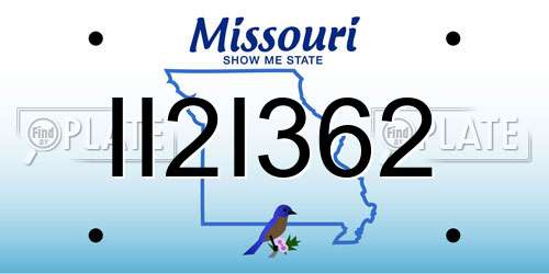 II2I362 Missouri License Plate