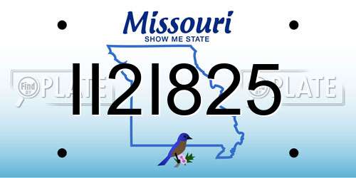 II2I825 Missouri License Plate