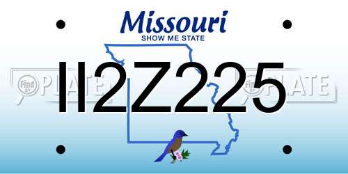 II2Z225 Missouri License Plate