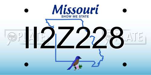 II2Z228 Missouri License Plate