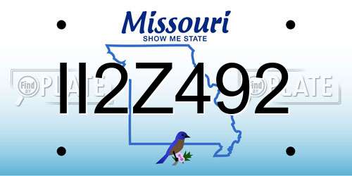 II2Z492 Missouri License Plate
