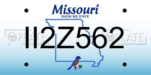 II2Z562 Missouri License Plate