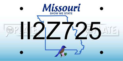II2Z725 Missouri License Plate
