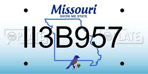 II3B957 Missouri License Plate