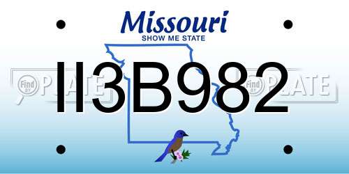 II3B982 Missouri License Plate