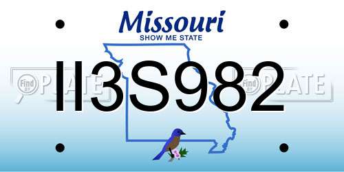 II3S982 Missouri License Plate