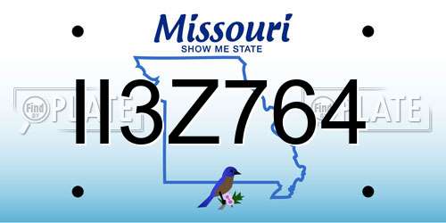 II3Z764 Missouri License Plate