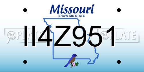 II4Z951 Missouri License Plate