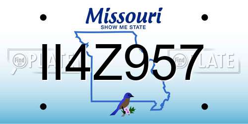 II4Z957 Missouri License Plate