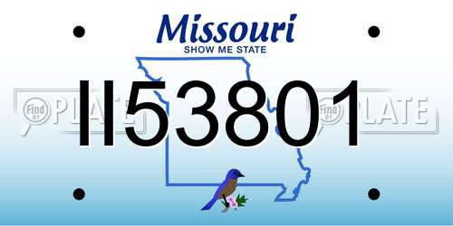 II53801 Missouri License Plate