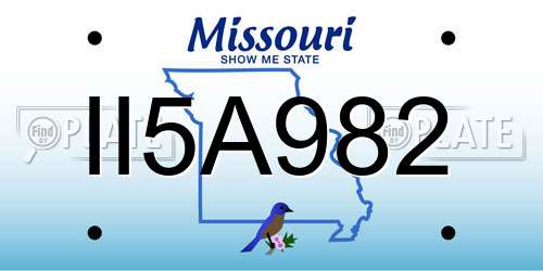II5A982 Missouri License Plate