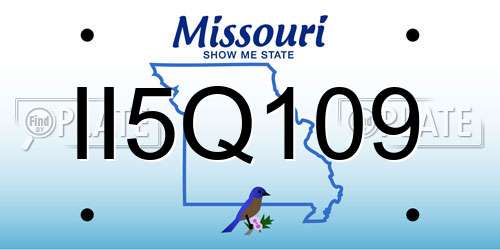 II5Q109 Missouri License Plate