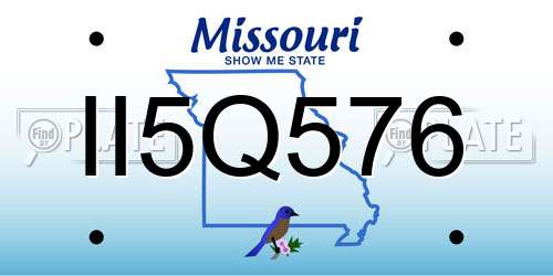 II5Q576 Missouri License Plate