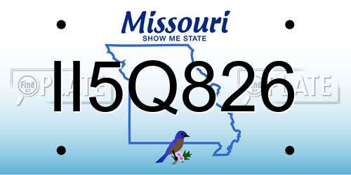 II5Q826 Missouri License Plate