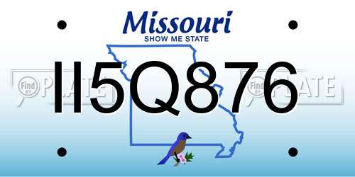 II5Q876 Missouri License Plate