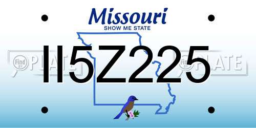II5Z225 Missouri License Plate