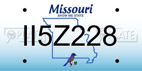 II5Z228 Missouri License Plate