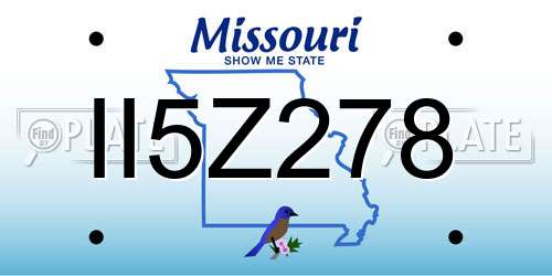 II5Z278 Missouri License Plate