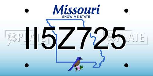 II5Z725 Missouri License Plate