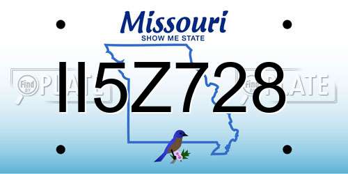 II5Z728 Missouri License Plate