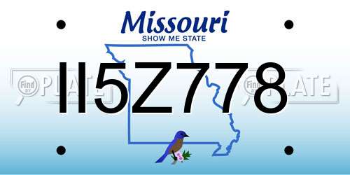 II5Z778 Missouri License Plate