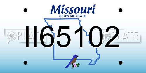II65102 Missouri License Plate