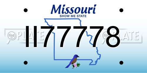 II77778 Missouri License Plate