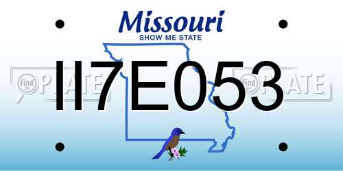 II7E053 Missouri License Plate