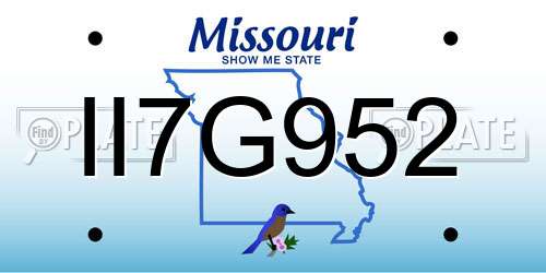 II7G952 Missouri License Plate