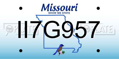 II7G957 Missouri License Plate