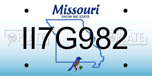 II7G982 Missouri License Plate