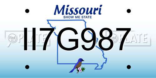 II7G987 Missouri License Plate