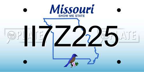 II7Z225 Missouri License Plate
