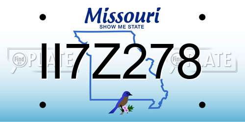 II7Z278 Missouri License Plate