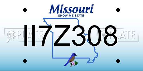 II7Z308 Missouri License Plate