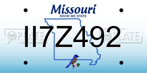II7Z492 Missouri License Plate