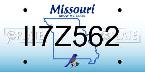 II7Z562 Missouri License Plate