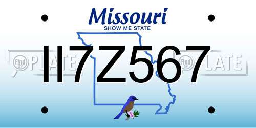 II7Z567 Missouri License Plate