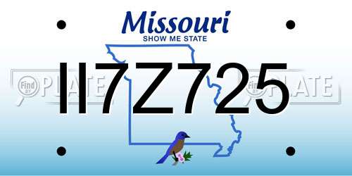 II7Z725 Missouri License Plate