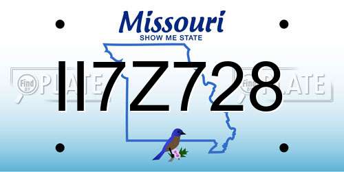 II7Z728 Missouri License Plate