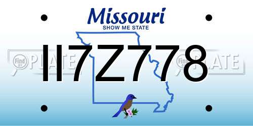 II7Z778 Missouri License Plate