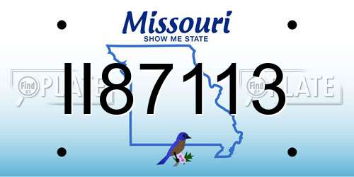 II87113 Missouri License Plate